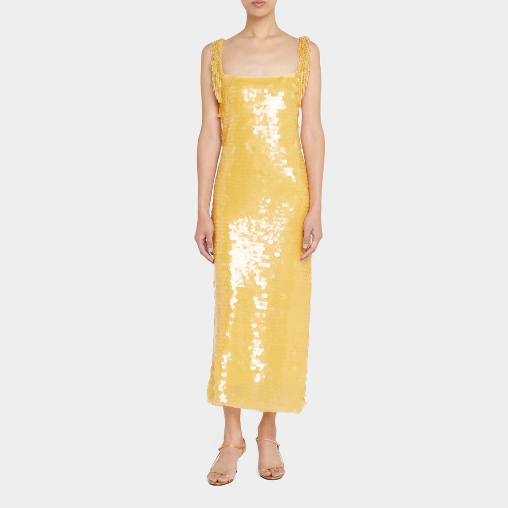 NWT Alexis Felici Marigold Yellow Paillette Sequin Dress